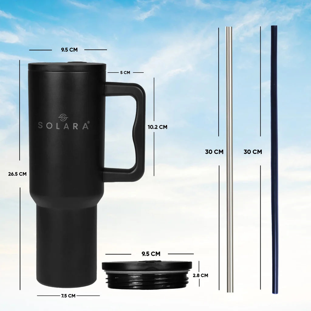 1200ml Insulated Tumbler Bottle with 2 Straws and Lid