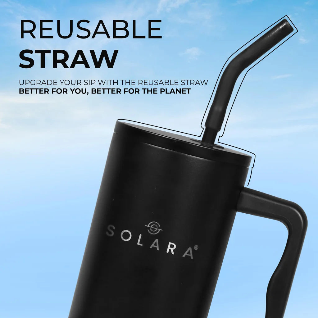 1200ml Insulated Tumbler Bottle with 2 Straws and Lid