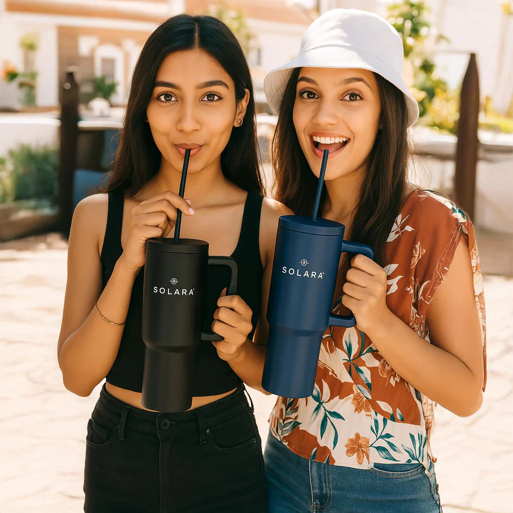 1200ml Insulated Tumbler Bottle with 2 Straws and Lid