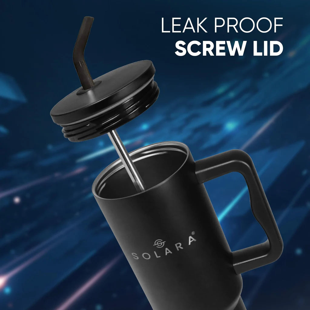 1200ml Insulated Tumbler Bottle with 2 Straws and Lid