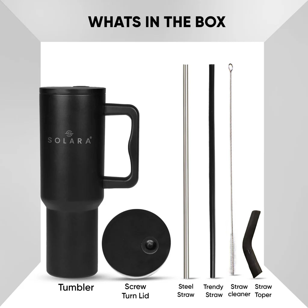 1200ml Insulated Tumbler Bottle with 2 Straws and Lid