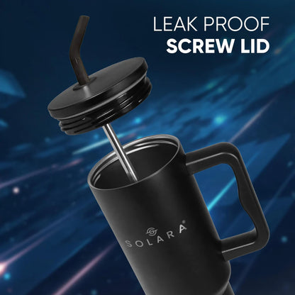 1200ml Insulated Tumbler Bottle with 2 Straws and Lid