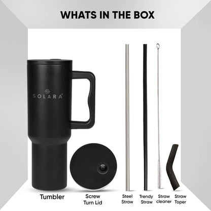 1200ml Insulated Tumbler Bottle with 2 Straws and Lid